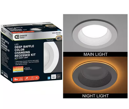 Commercial Electric 6" Canless LED Recessed Light Trim with Night Light, 900 Lm