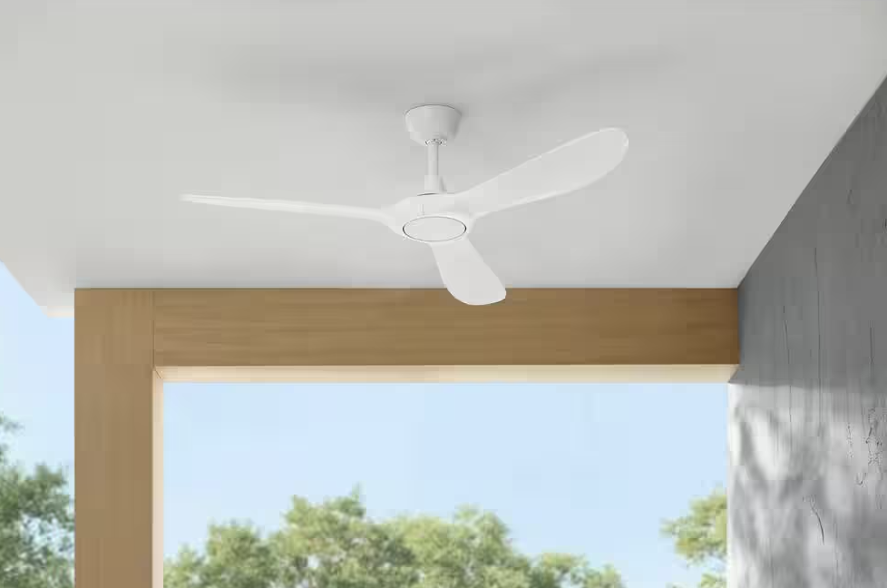 Tager 52" Smart Matte White Ceiling Fan, Indoor/Outdoor, Remote, Hubspace