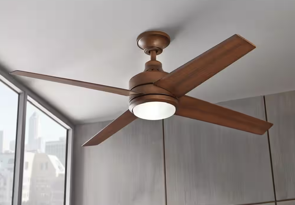 Mercer 52" LED Indoor Ceiling Fan, Distressed Koa, with Light Kit and Remote