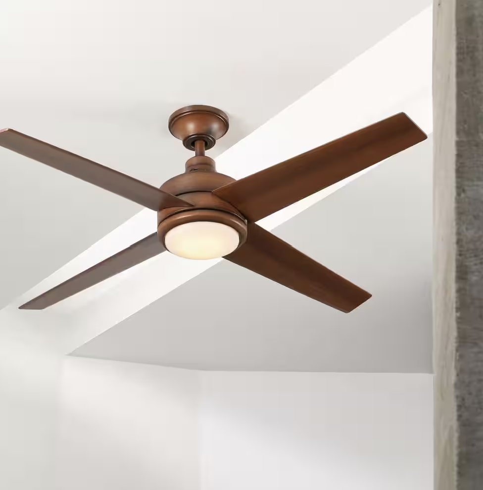 Mercer 52" LED Indoor Ceiling Fan, Distressed Koa, with Light Kit and Remote