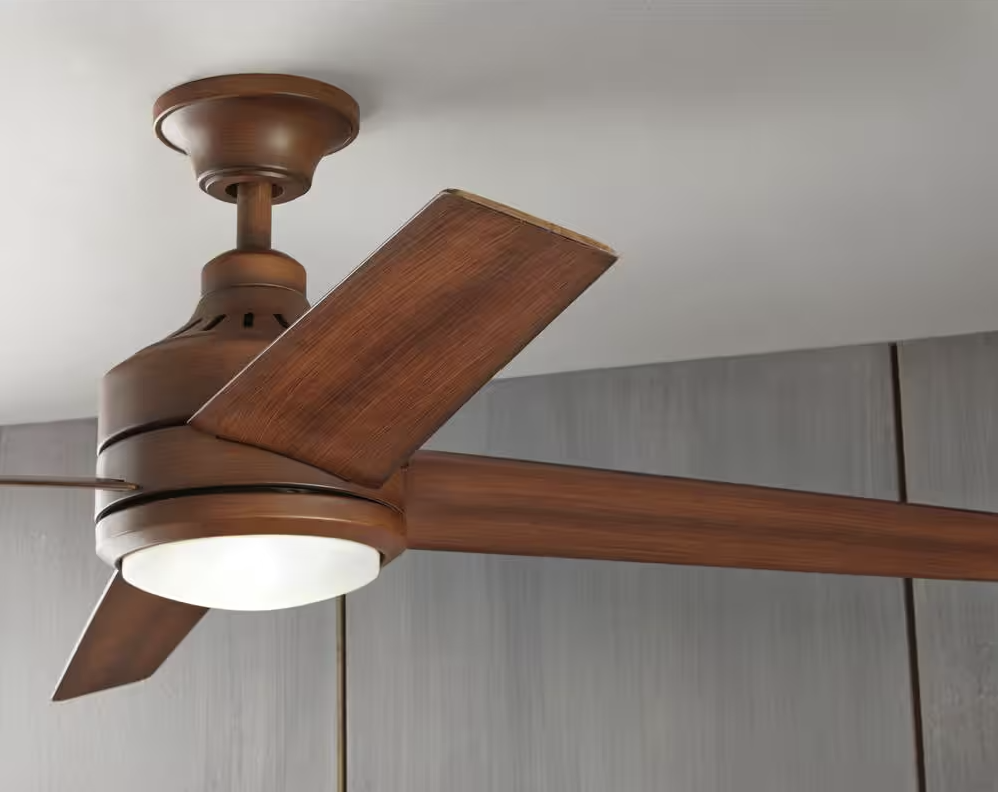 Mercer 52" LED Indoor Ceiling Fan, Distressed Koa, with Light Kit and Remote