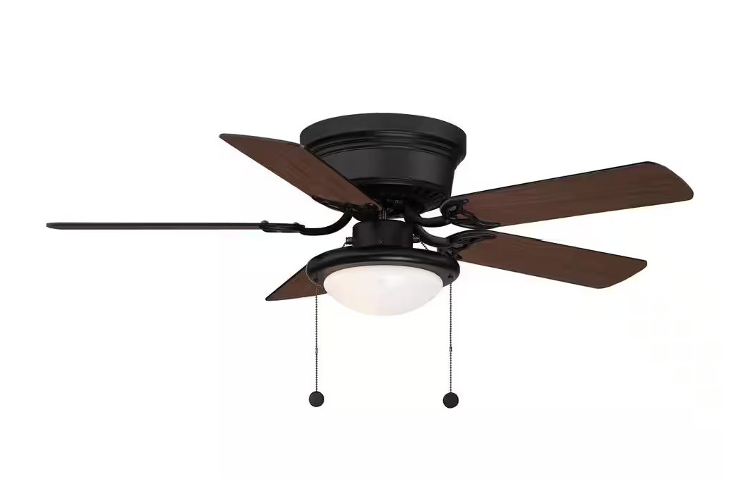 Hugger 44" LED Indoor Ceiling Fan, Matte Black, with Light Kit