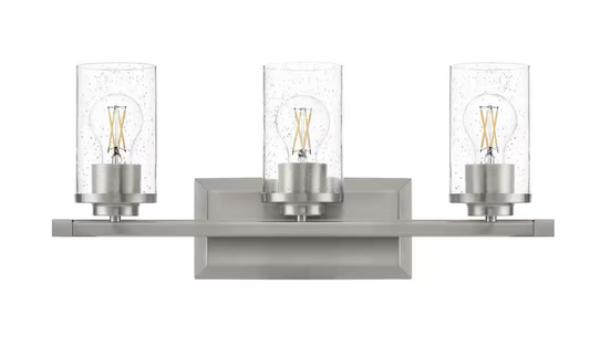 Timpie 22" 3-Light Brushed Nickel Vanity Light with Seeded Glass Shades