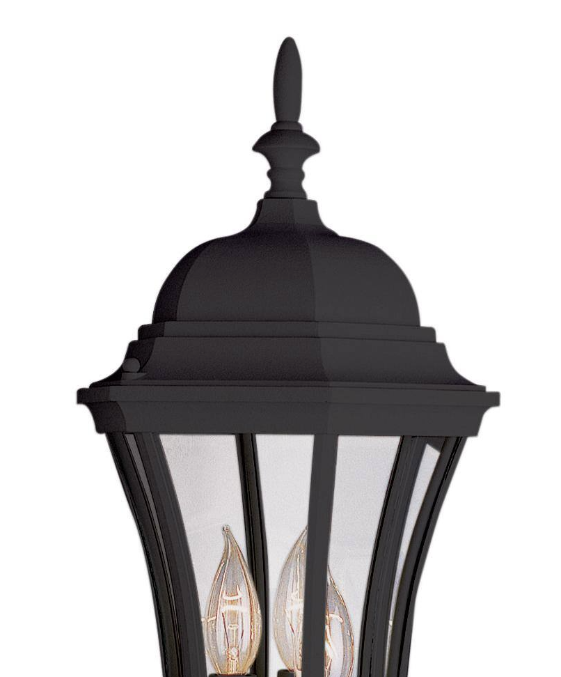 Burlington 3-Light Black Coach Outdoor Wall Light with Clear Glass