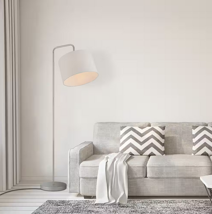 Globe Electric Barden 58 in. Silver Finish Floor Lamp with White Fabric Shade