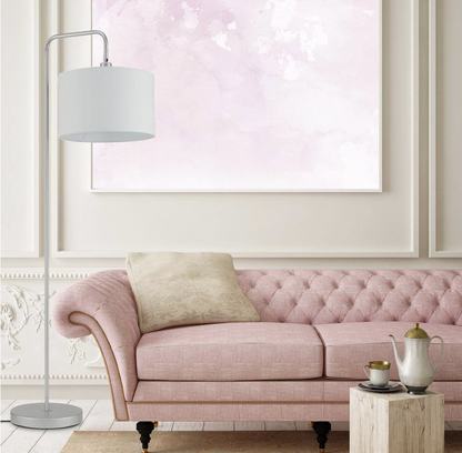 Globe Electric Barden 58 in. Silver Finish Floor Lamp with White Fabric Shade