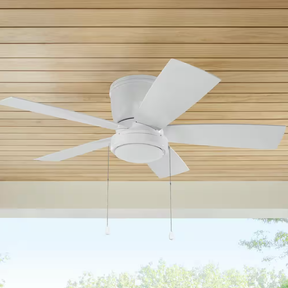 Arleigh 44 in. Indoor/Outdoor Wet Rated White Low Profile Ceiling Fan with Integrated LED Included