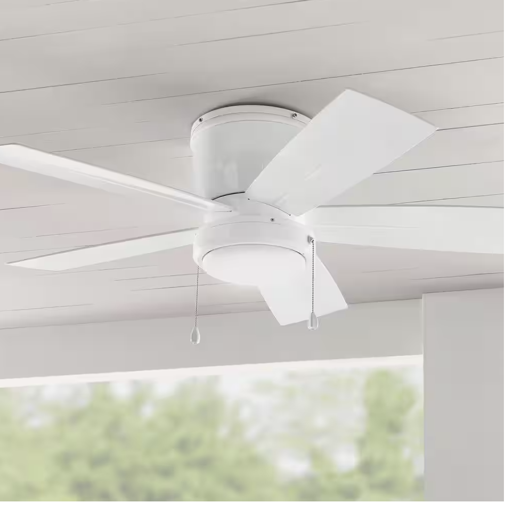 Arleigh 44 in. Indoor/Outdoor Wet Rated White Low Profile Ceiling Fan with Integrated LED Included