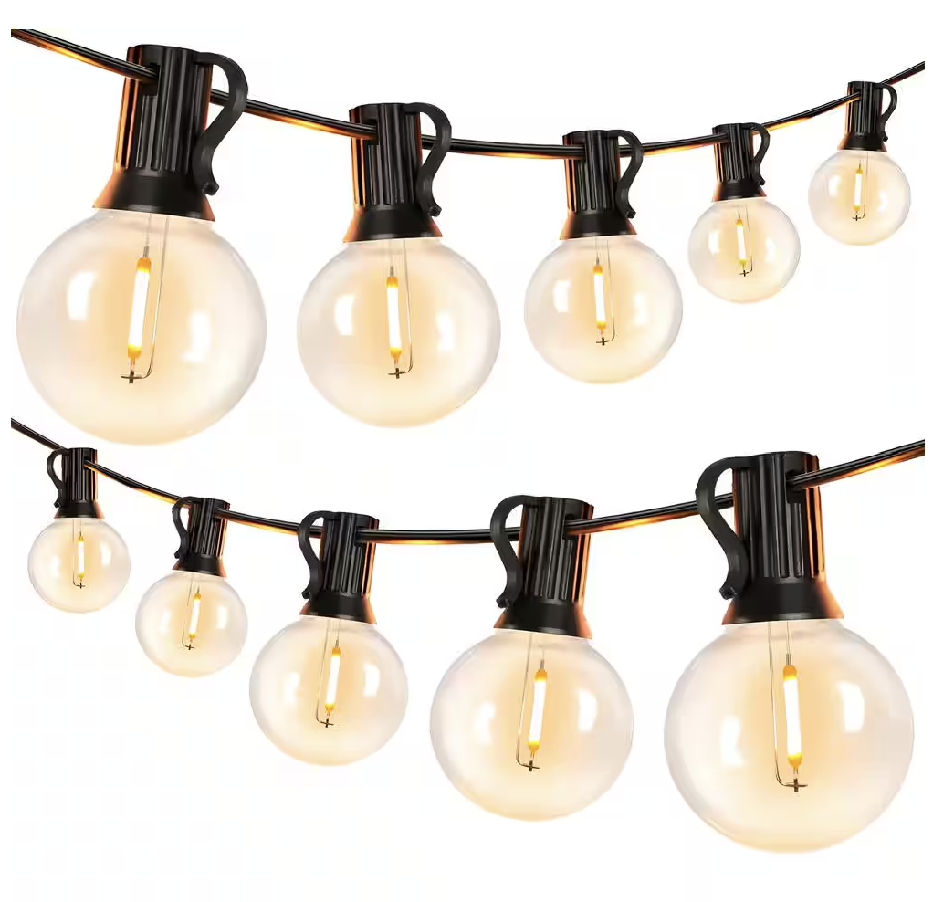 Indoor/Outdoor 50 ft. Plug-In Globe Bulbs Party LED Outdoor String Lights with 55 LED G40 Bulbs Included (5-Free Bulbs)