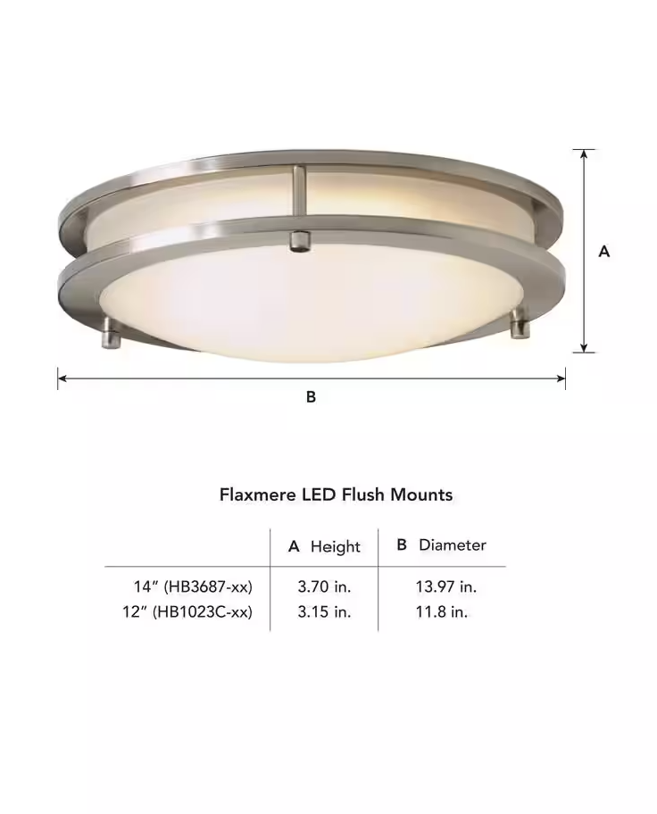 Hampton Bay Flaxmere 12 in. Brushed Nickel Dimmable Integrated LED Flush Mount Ceiling Light with Frosted White Glass Shade