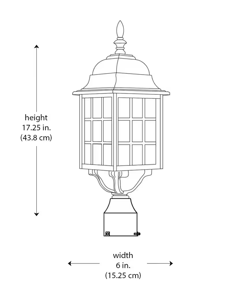 San Gabriel 1-Light Black Outdoor Lamp Post Light Fixture with Frosted Glass