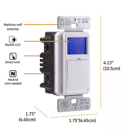 GE 7-Day Programmable Indoor/Outdoor In-Wall Digital Timer