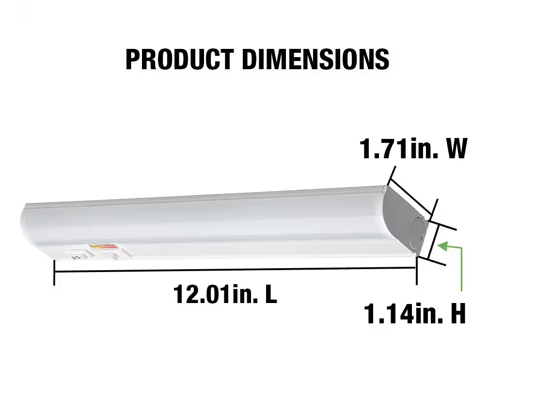 Commercial Electric Plug-In 12 inch Linkable LED Undercabinet Light Task Under Counter Kitchen Lighting 3 Color Temperature Options