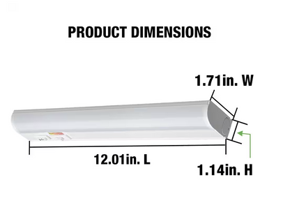 Commercial Electric Plug-In 12 inch Linkable LED Undercabinet Light Task Under Counter Kitchen Lighting 3 Color Temperature Options