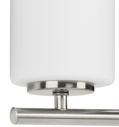 Replay Collection 22 in. 3-Light Brushed Nickel Etched White Glass Modern Bathroom Vanity Light