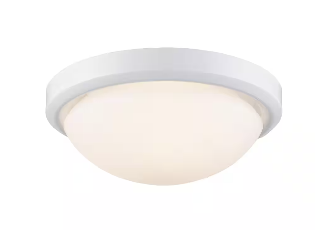 Bel Air Lighting Bliss 15 in. 3-Light White Flush Mount Ceiling Light Fixture with Frosted Shade