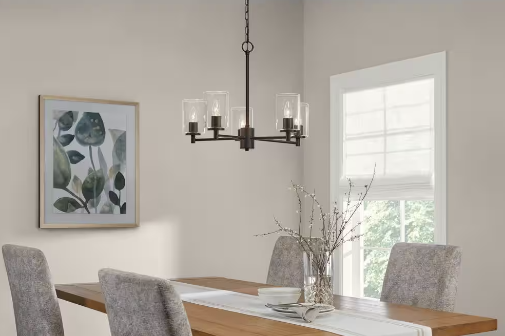 Hampton Bay Ashewick 5-Light Black Chandelier Light Fixture with Clear Glass Shades