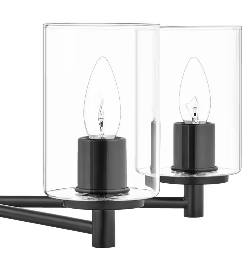 Hampton Bay Ashewick 5-Light Black Chandelier Light Fixture with Clear Glass Shades