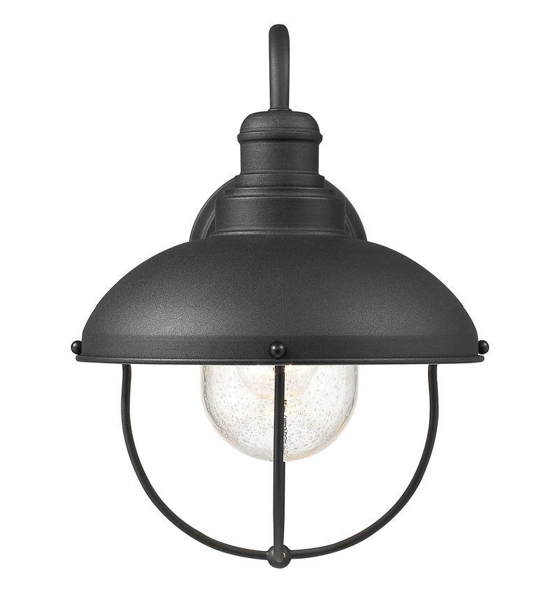 Ansel Black Outdoor Hardwired Lantern Wall Sconce with No Bulbs Included