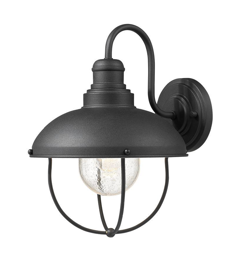 Ansel Black Outdoor Hardwired Lantern Wall Sconce with No Bulbs Included