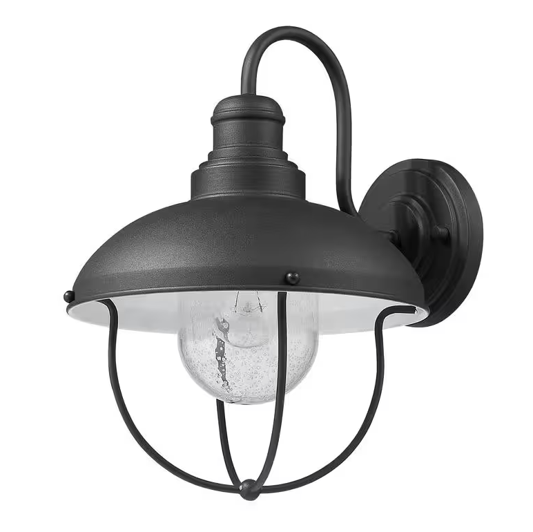 Ansel Black Outdoor Hardwired Lantern Wall Sconce with No Bulbs Included