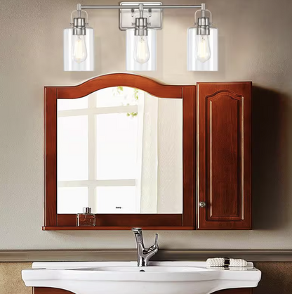 Hukoro Romance 23.64 in. 3-Light Vanity Light with Brushed Nickel Finish and Clear Glass Shade