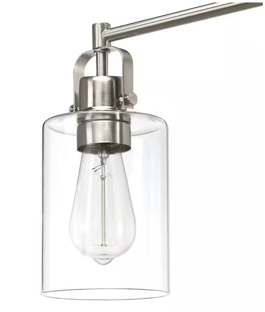 Hukoro Romance 23.64 in. 3-Light Vanity Light with Brushed Nickel Finish and Clear Glass Shade