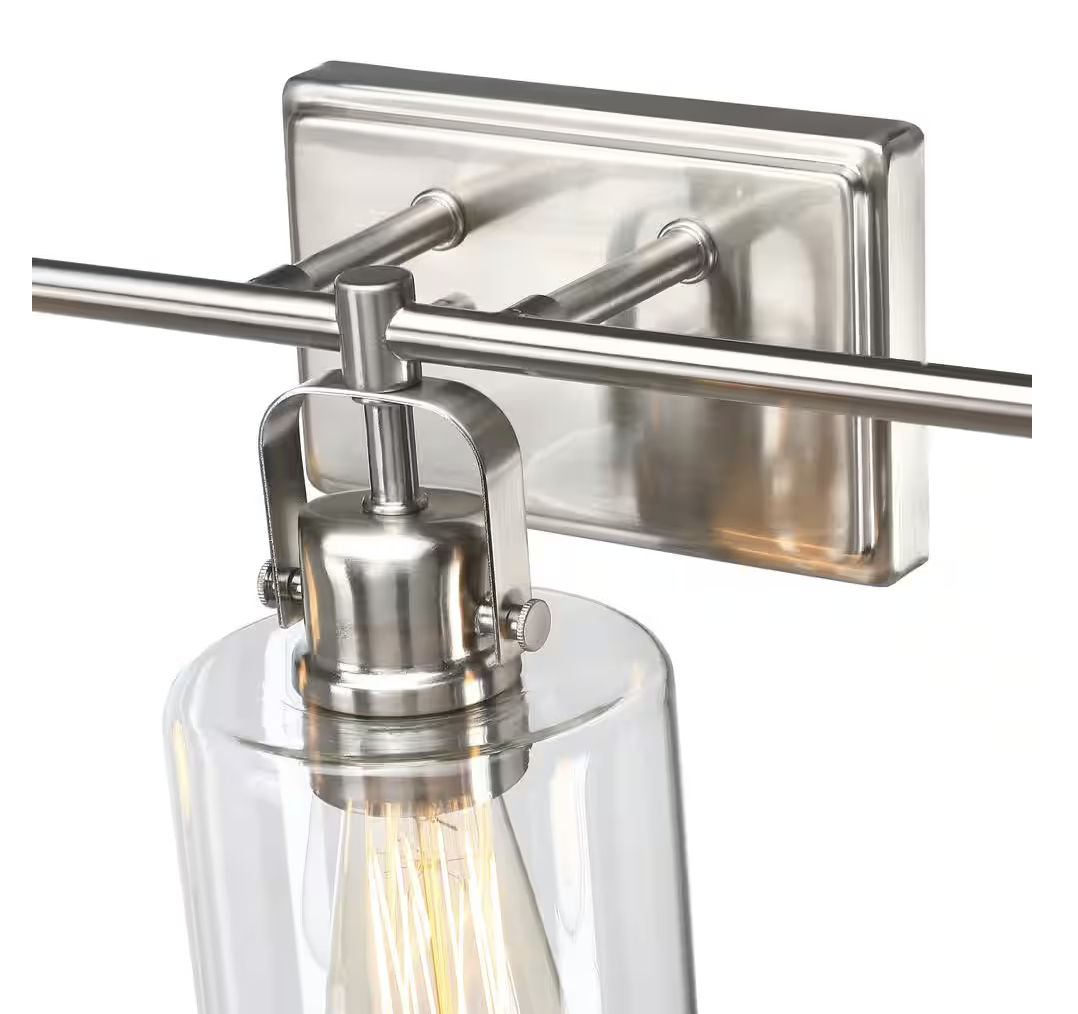 Hukoro Romance 23.64 in. 3-Light Vanity Light with Brushed Nickel Finish and Clear Glass Shade