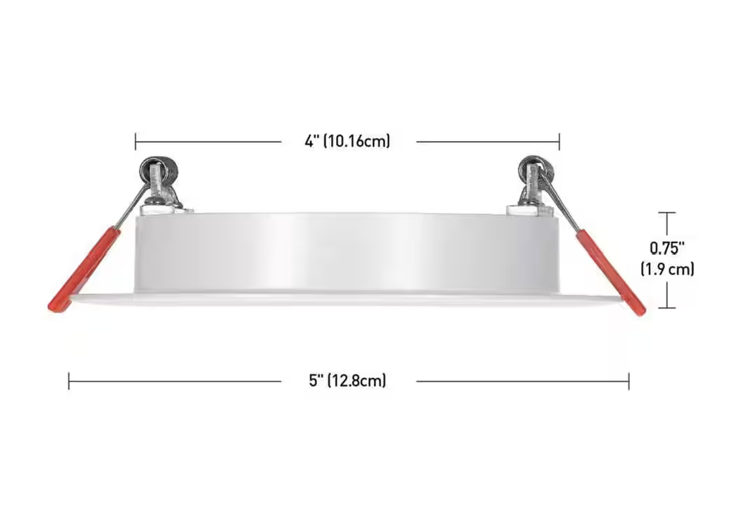 Commercial Electric Slim Baffle Integrated LED 4 in Round Adj Color Temp Canless Recessed Light for Kitchen Bath Living rooms, White