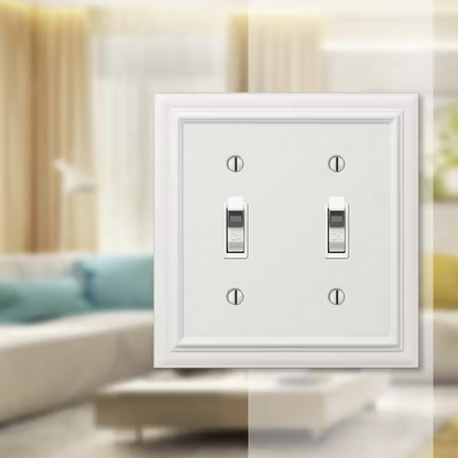 AMERELLE Continental 2 Gang Toggle Metal Wall Plate - White