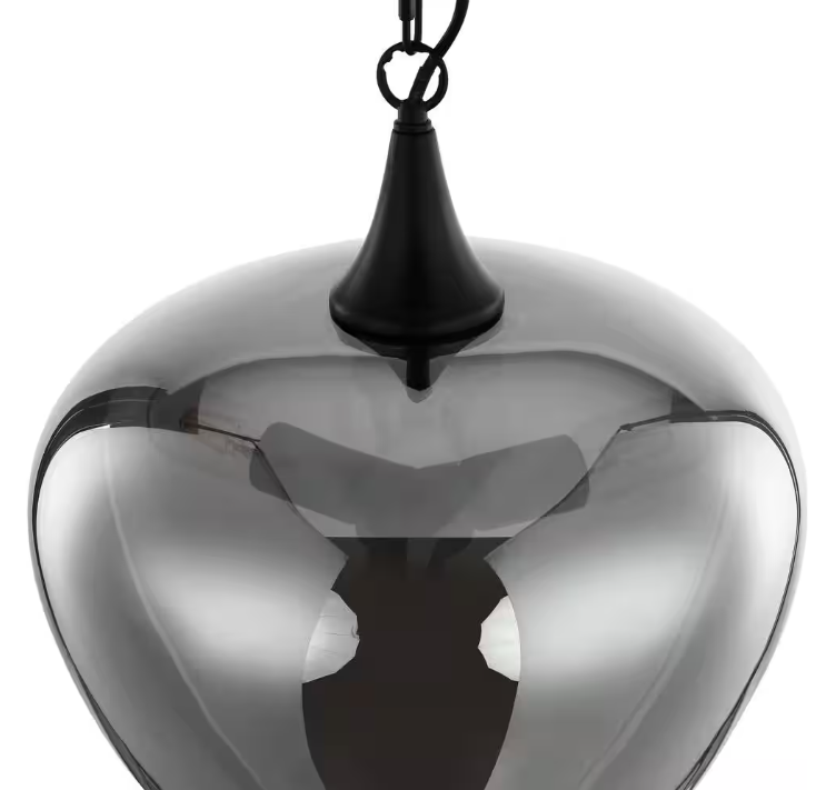 Light Society Malibu 3-Light Black Pendant with Smokey Glass Shade