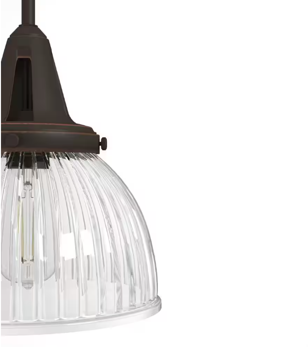 Hunter Cypress Grove 1 light Onyx Bengal Island Pendant Light with Clear Holophane Glass Shade Kitchen Light