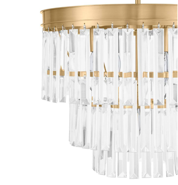 Home Decorators Collection North Falls 5-Light Gold Tiered Pendant Light with Crystal Shade