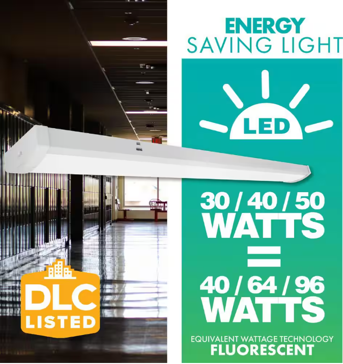 Simply Conserve 30/40/50-Watt 40/64/96-Watt Equivalent Integrated LED White 48 in. Wraparound Light 3500/4000/5000K