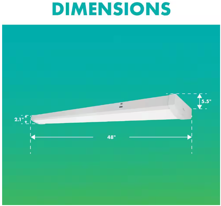 Simply Conserve 30/40/50-Watt 40/64/96-Watt Equivalent Integrated LED White 48 in. Wraparound Light 3500/4000/5000K