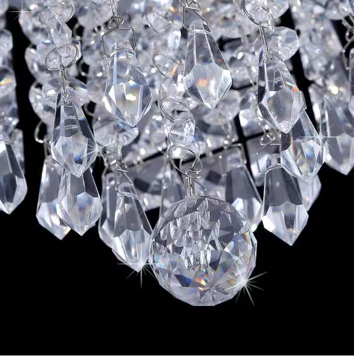 8.7 in. 3-Light Chrome Flush Mount Chandelier with K9 Crystals