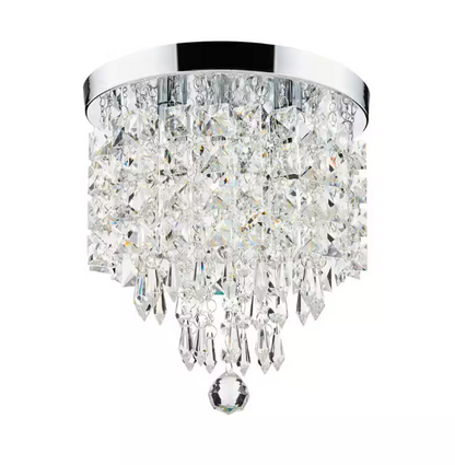 8.7 in. 3-Light Chrome Flush Mount Chandelier with K9 Crystals