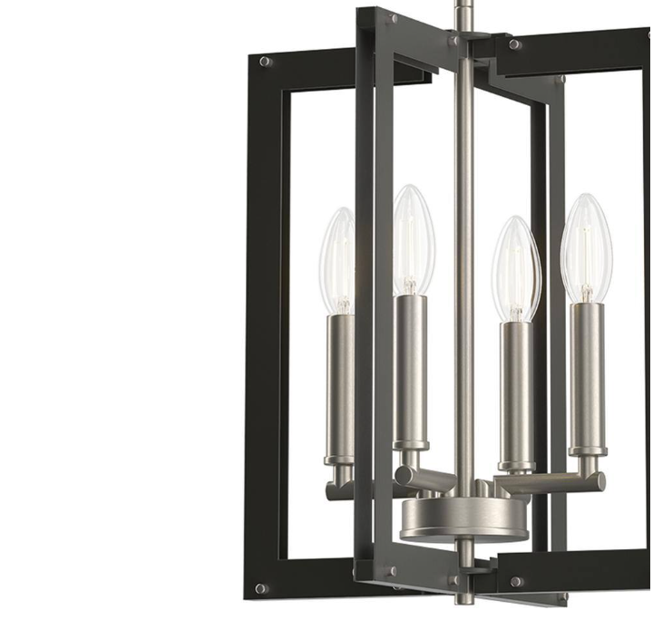 KICHLER Pendroy 4-Light Brushed Nickel and Black Industrial Cage Foyer Pendant Hanging Light