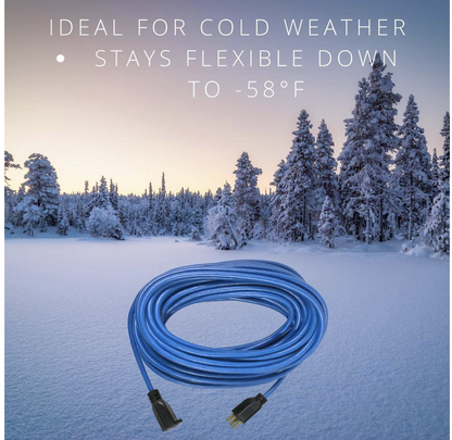 Husky 50 ft. 12/3 Medium Duty Cold Weather Indoor/Outdoor Extension Cord, Blue