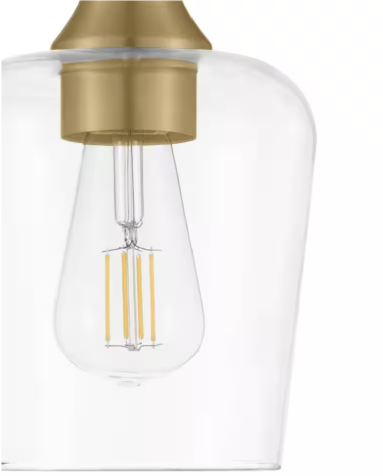 Pavlen 5.5 in. 1-Light Antique Brass Mini Pendant with Clear Glass Shade