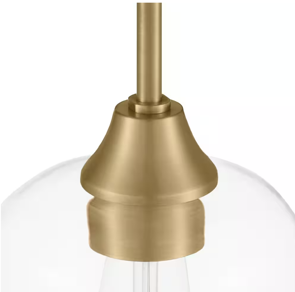 Pavlen 5.5 in. 1-Light Antique Brass Mini Pendant with Clear Glass Shade