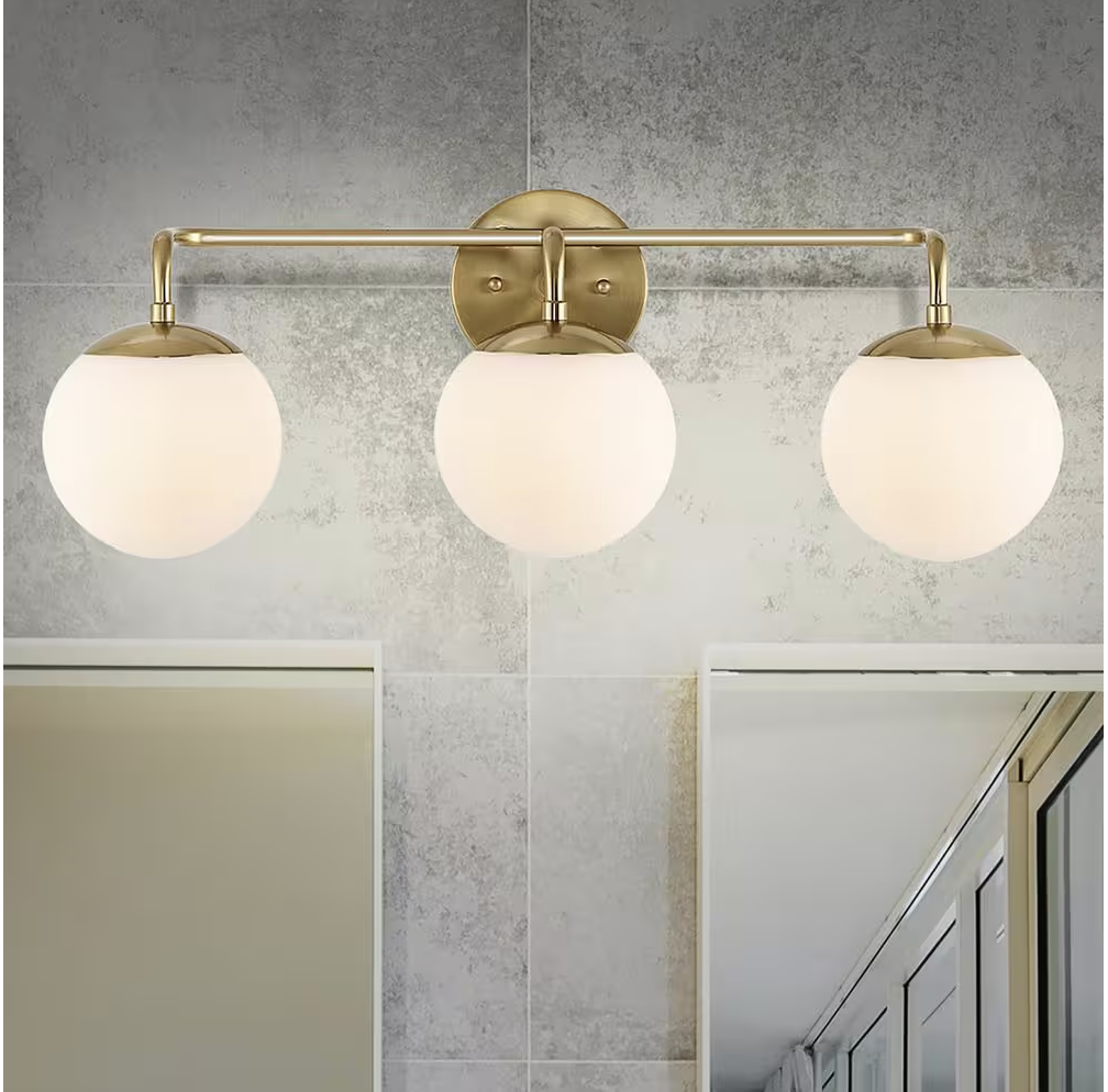 JONATHAN Y Louis Parisian Globe 25" 3-Light Metal/Frosted Glass Modern Contemporary LED Vanity