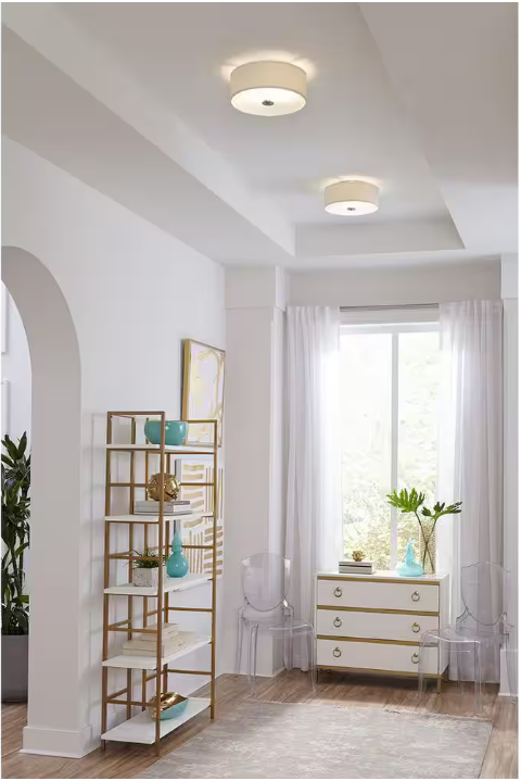 Progress Lighting Inspire Collection 13 in. Brushed Nickel Transitional Kitchen Ceiling Light Drum Flush Mount