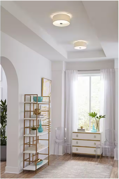 Progress Lighting Inspire Collection 13 in. Brushed Nickel Transitional Kitchen Ceiling Light Drum Flush Mount