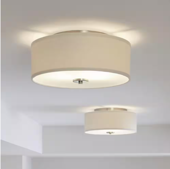 Progress Lighting Inspire Collection 13 in. Brushed Nickel Transitional Kitchen Ceiling Light Drum Flush Mount