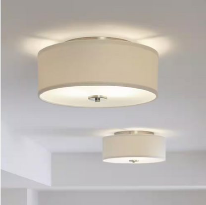 Progress Lighting Inspire Collection 13 in. Brushed Nickel Transitional Kitchen Ceiling Light Drum Flush Mount