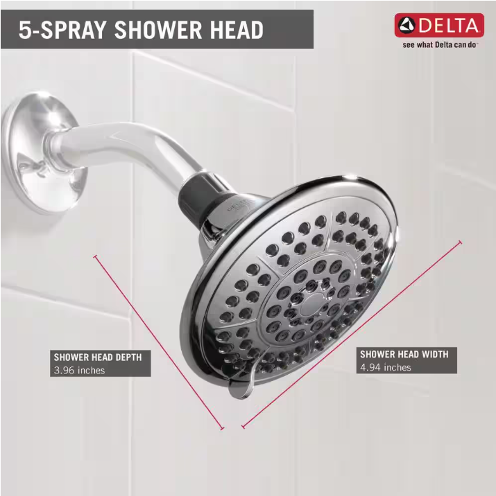 Delta 5-Spray Patterns 1.75 GPM 4.94 in. Wall Mount Fixed Shower Head in Chrome