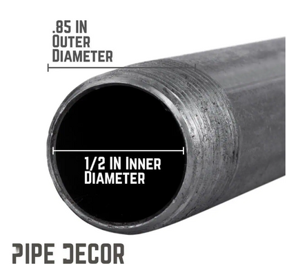 Pipe Decor 1/2 in. X 14 in. Black Industrial Steel Grey Plumbing Pipe (6-Pack)