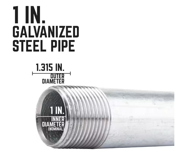 1 in. X 2 Ft. Galvanized Steel Pipe (4-Pack)