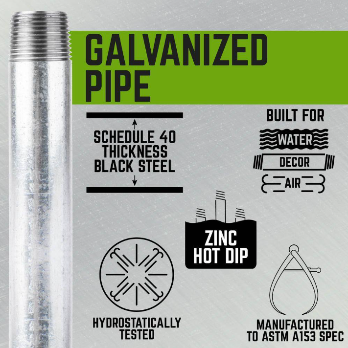 1 in. X 2 Ft. Galvanized Steel Pipe (4-Pack)